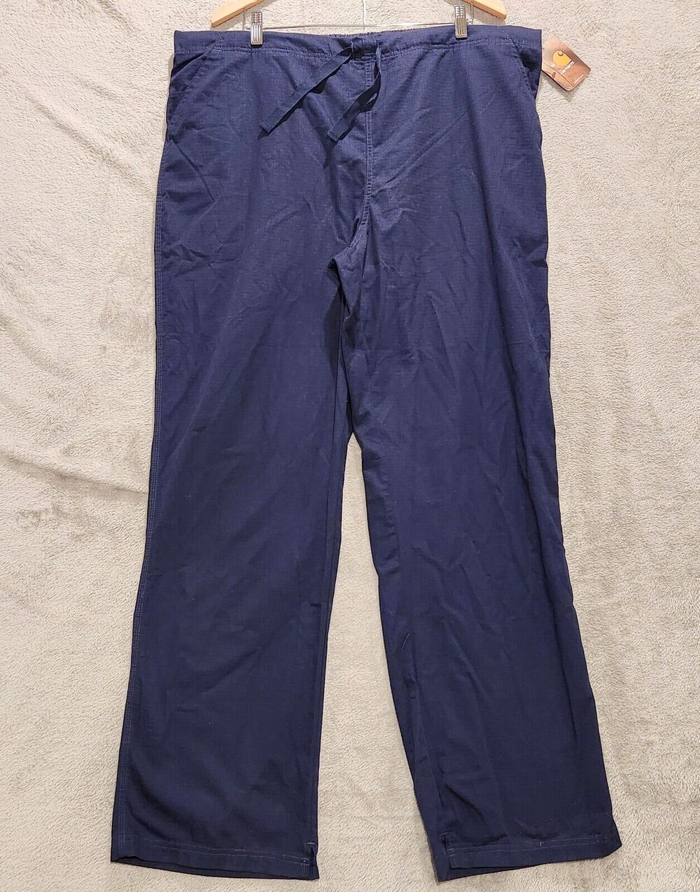 Carharrt Men's Navy Blue Ripstop Lower Rise Straight Leg Drawstring Pants 2X NEW